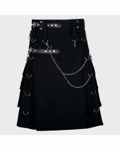 Black Gothic Active Men Utility Kilt 