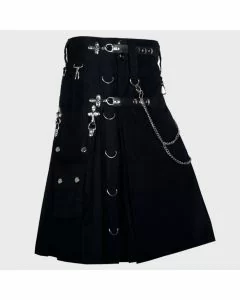 Black Gothic Active Men Utility Kilt 