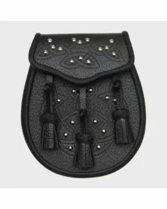 Black Leather Sporran With Free Chain Belt