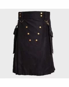 Black Deluxe Utility Kilt For Men,