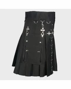 Black Gothic Utility Kilt For Man