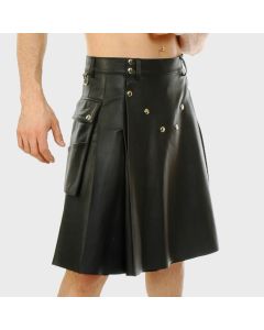 Black Leather Kilt For Men