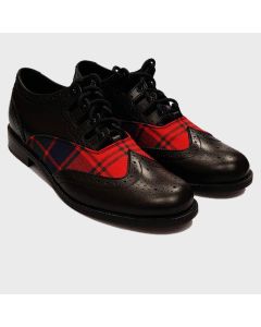 black leather tartan ghillie brogues shoes