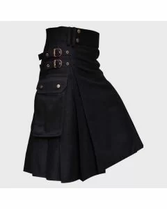 Black Wedding Utility Kilt for Active Men