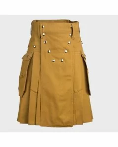  Khaki Modern Utility Kilt For Men