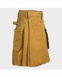  Khaki Modern Utility Kilt For Men