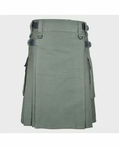 Olive Green Cotton Utility Kilt