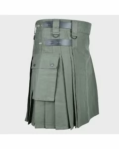 Olive Green Cotton Utility Kilt 
