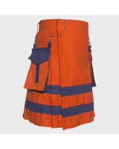 Orange Utility Kilt with two blue Line
