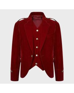 Red Velvet Highland Wedding Argyle Jacket And Waistcoat