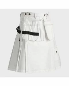 White Working Men Modern Utility Kilt