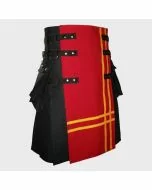 Black Canvas Red Front Yellow Double Cross Design Kilt