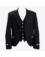 Black Wool Tweed Argyle  Jacket And Vest For Sale