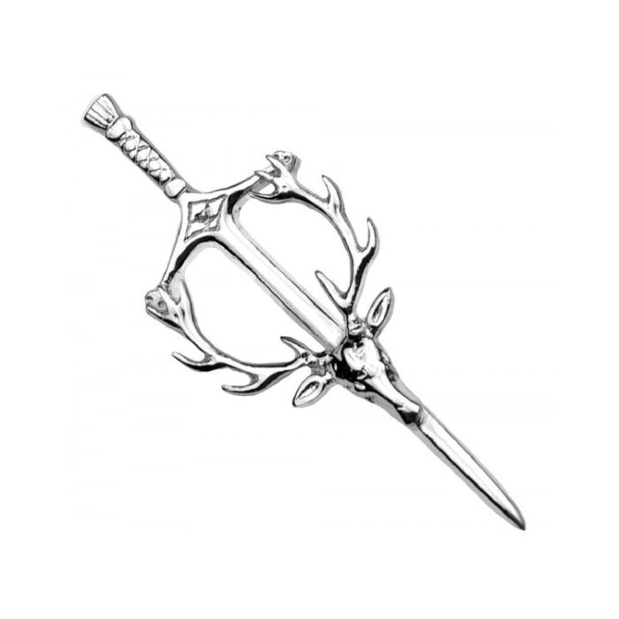  Stags Head Thistle Kilt Pin