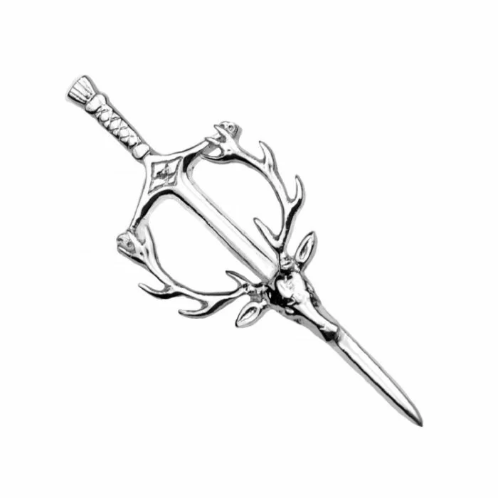  Stags Head Thistle Kilt Pin