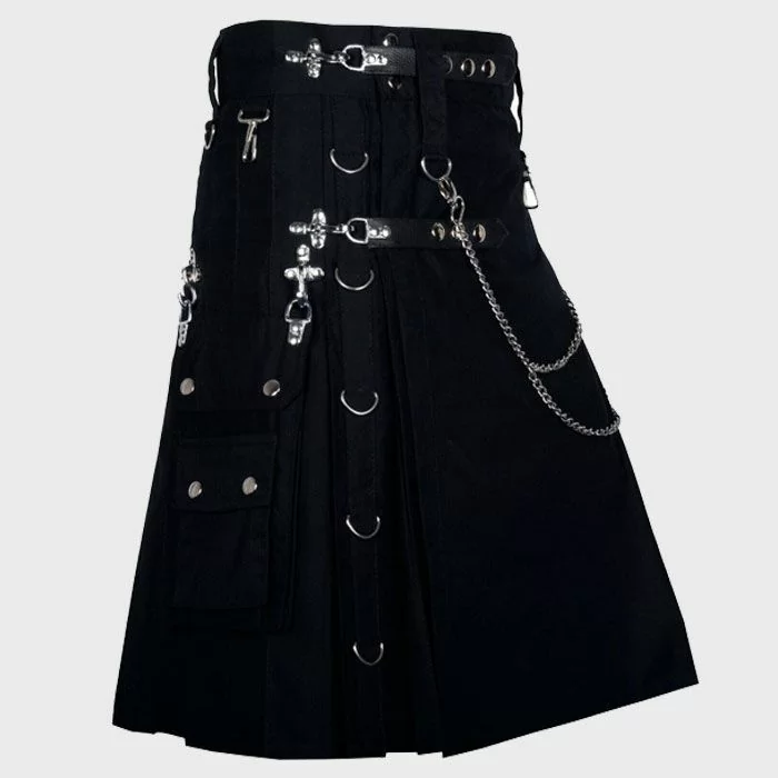 Black Gothic Active Men Utility Kilt 