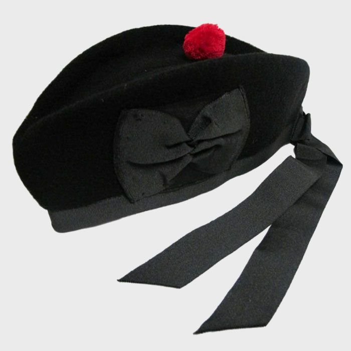 Black Balmoral & Glengarry Hats with Red Pompom  