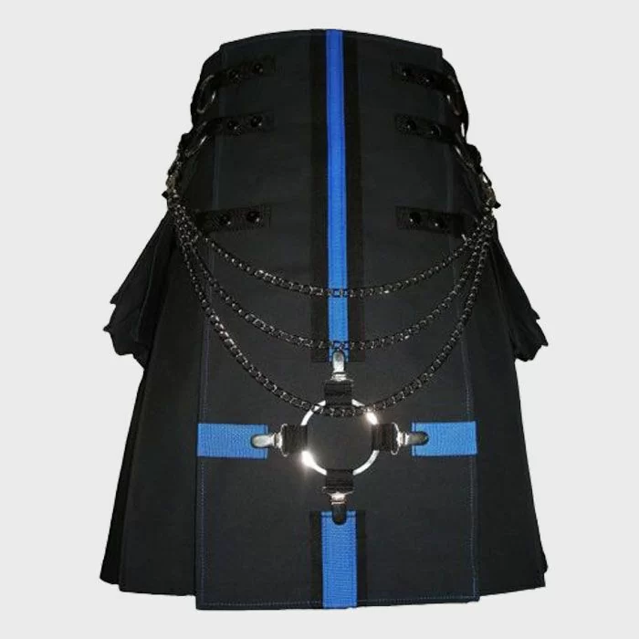  Black Cargo Utility Kilt with Interchangeable Apron 