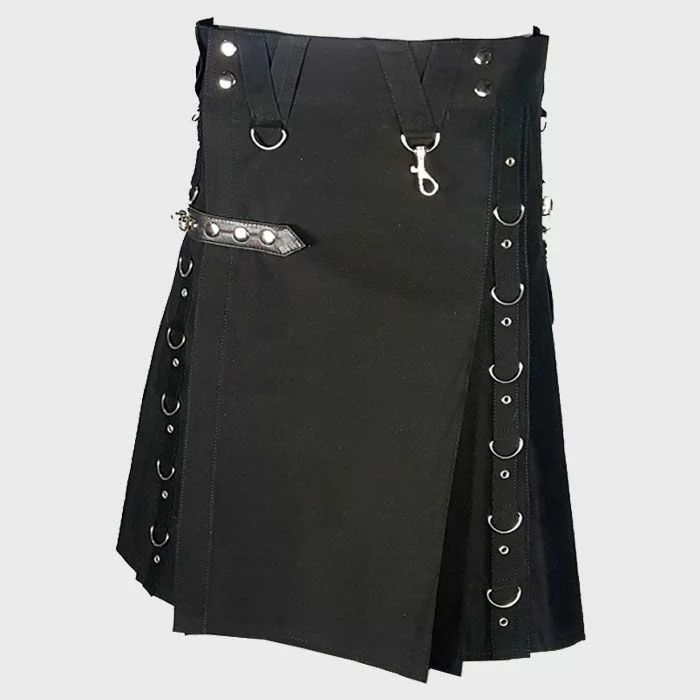 Black Gothic Utility Kilt For Man