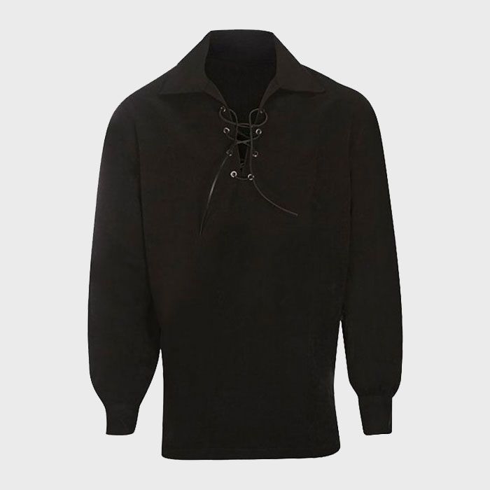 Black Scottish Traditional Jacobite Ghillie Shirt 