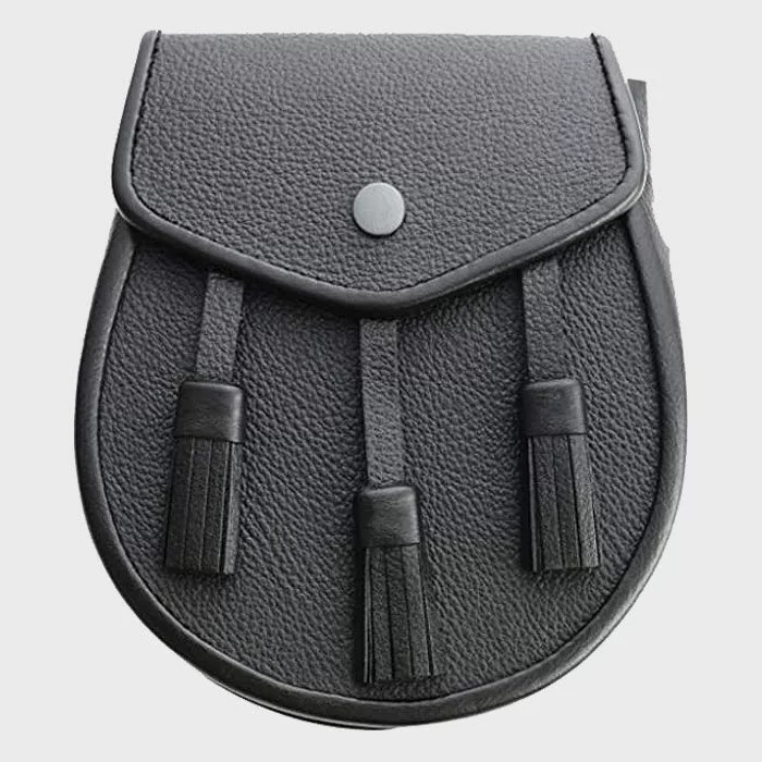 Black Three Tassel Leather Sporran 
