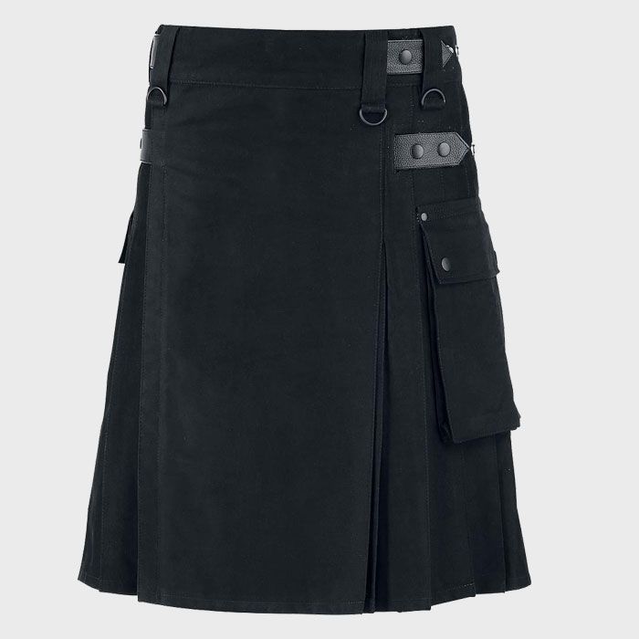 Black Utility Kilt for Men