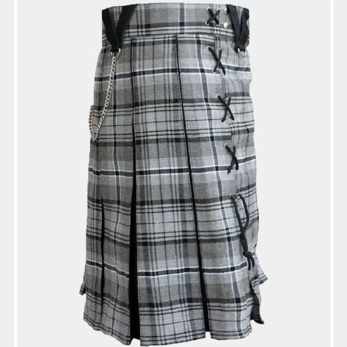 Box Pleated Grey Hamilton Modern Kilt