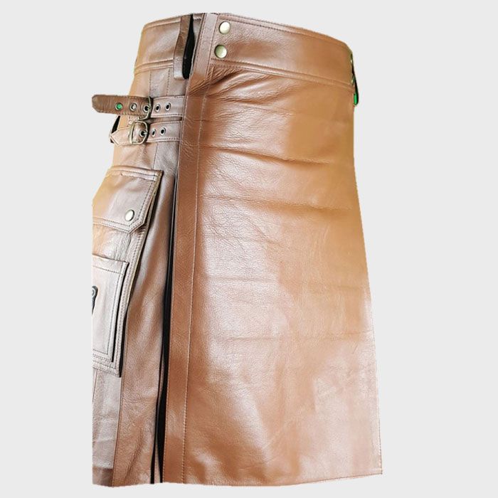 Brown Leather Utility Kilt For Sale