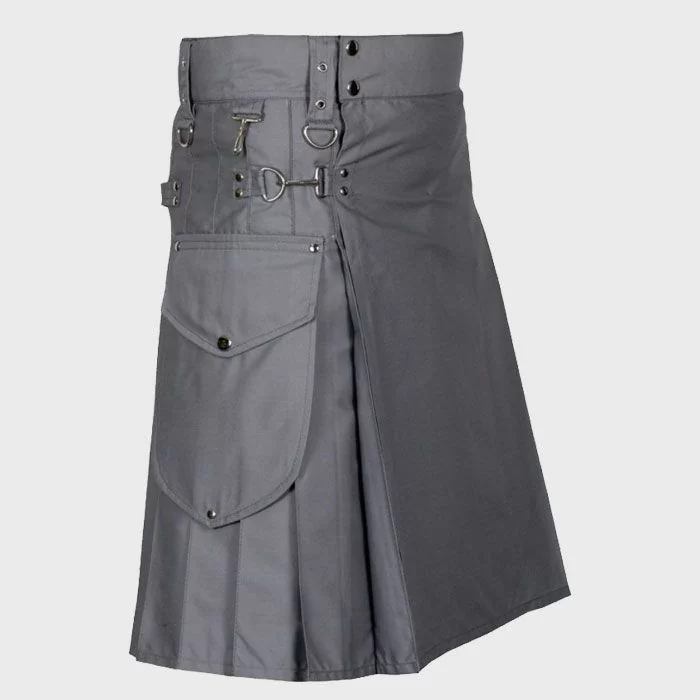 Dark Grey Utility Kilt with Cargo Pockets