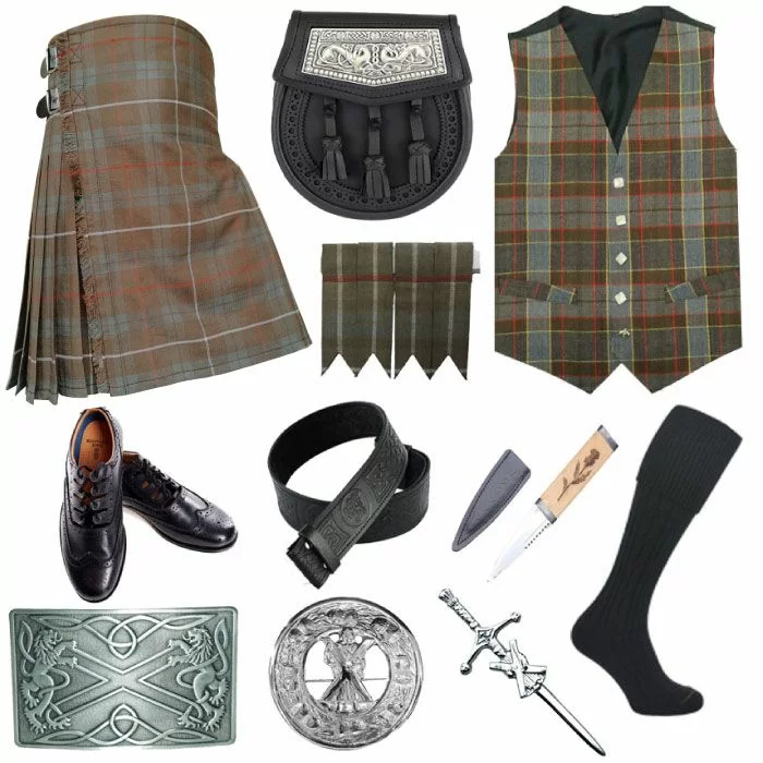  Fraser Weathered Wedding Tartan Kilt Outfit Package Deal