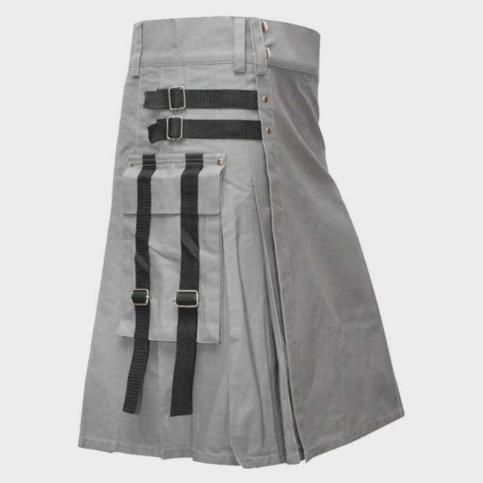 Grey Charm Casual Utility Kilt For Men