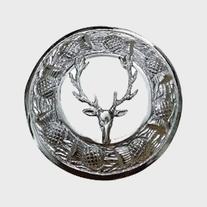 Head Stag Fly Plaid Brooch