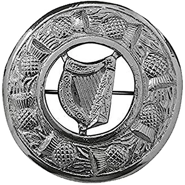 Irish Harp Fly Plaid Brooch
