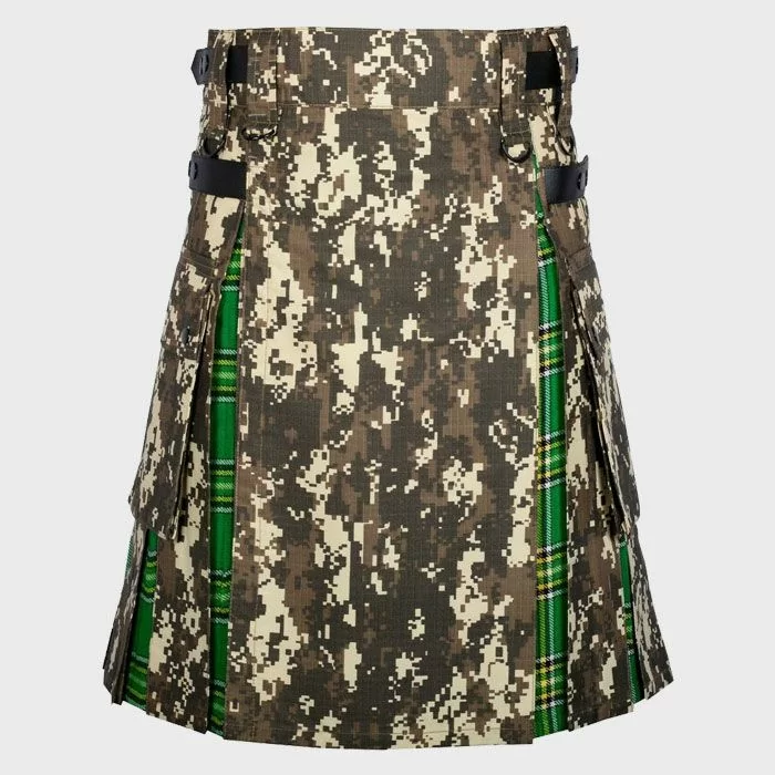 Irish Tartan & Digital Camo Hybrid Utility Kilt 