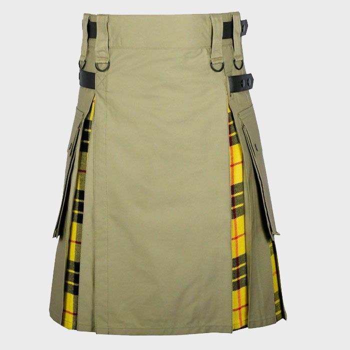Khaki Cotton MacLeod of Lewis Tartan Hybrid Kilt