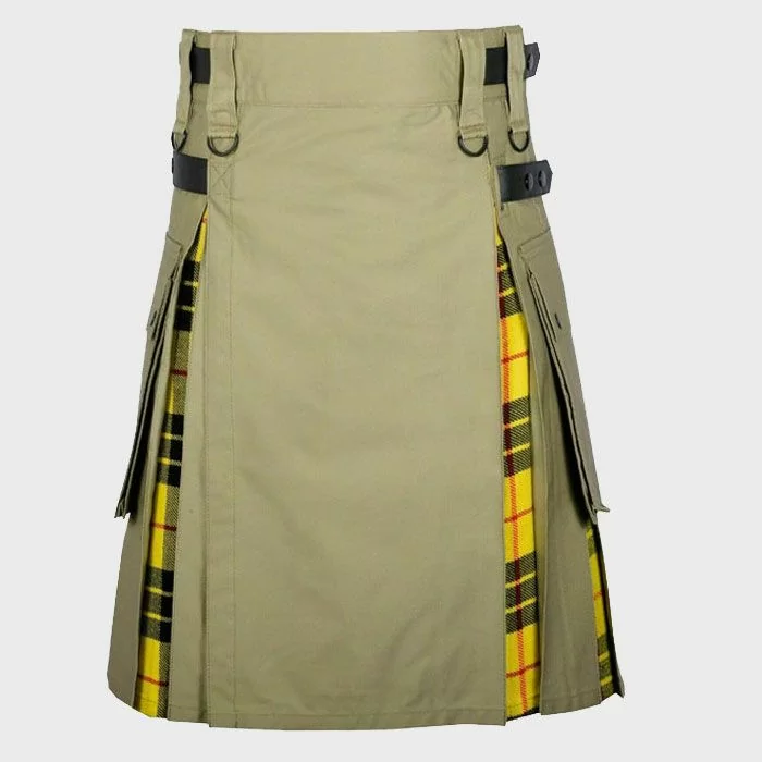 Khaki Cotton MacLeod of Lewis Tartan Hybrid Kilt