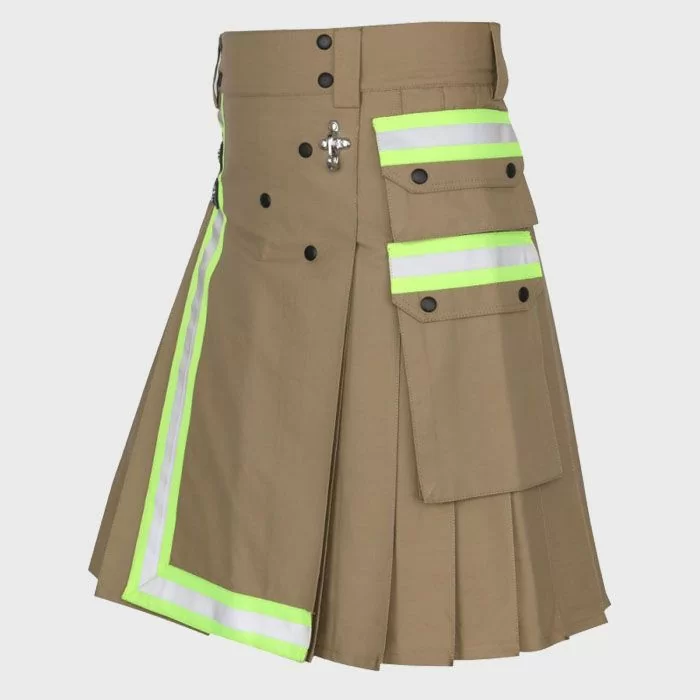 Khaki Fireman Firefighter Utility Kilt For Men