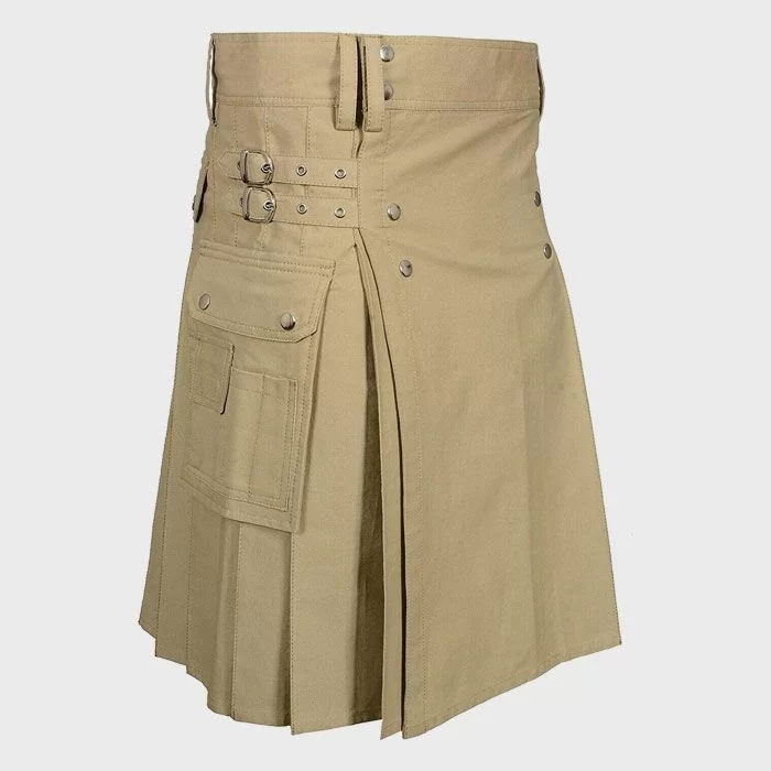 Khaki Utility Kilt for Men