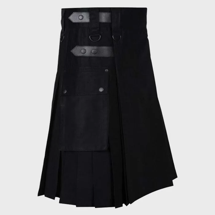 Lautreamont Men Black Utility Kilt