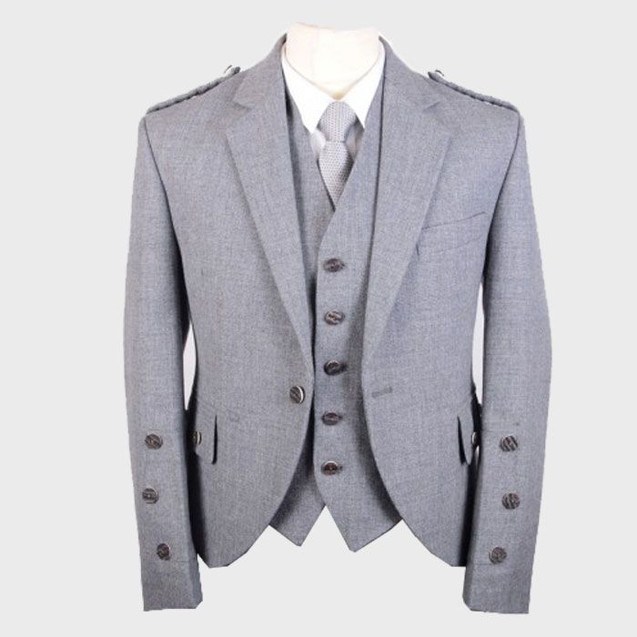 Light Grey Arrochar Wool Tweed Argyle Jacket 