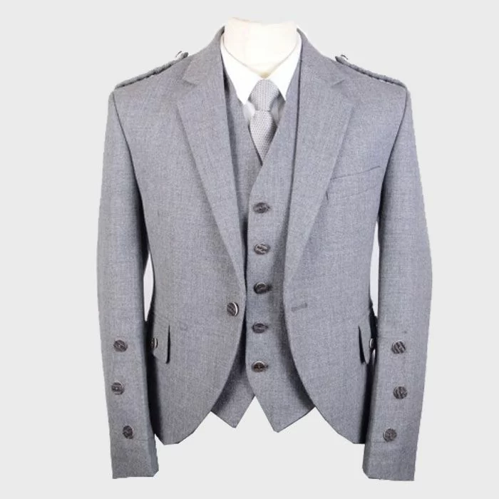 Light Grey Arrochar Wool Tweed Argyle Jacket 