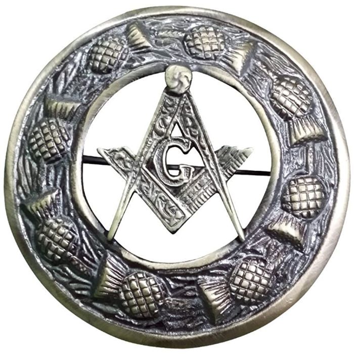 Masonic Crest Fly Plaid Brooch