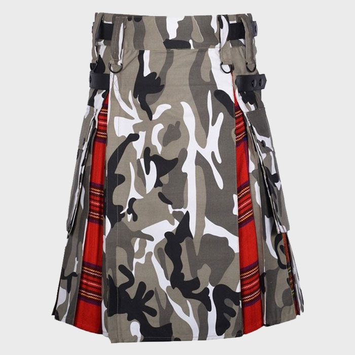 Men Urban Camouflage Hybrid Utility Kilt Royal Stewart Tartan
