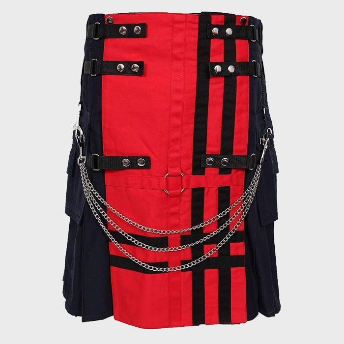 Red And Black Deluxe Utility Fashion kilt