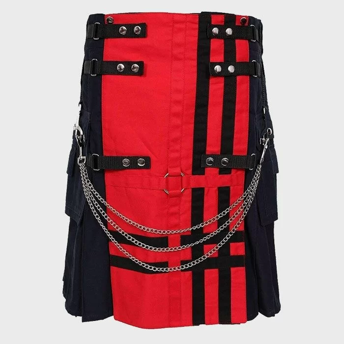 Red And Black Deluxe Utility Fashion kilt