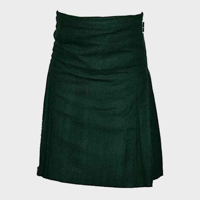 Solid Green Plane Tartan Kilt
