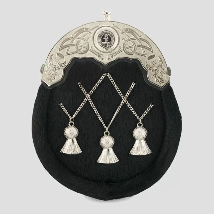 Sporran Full Dress Clan Crest Cross Chain Tassels Sporran