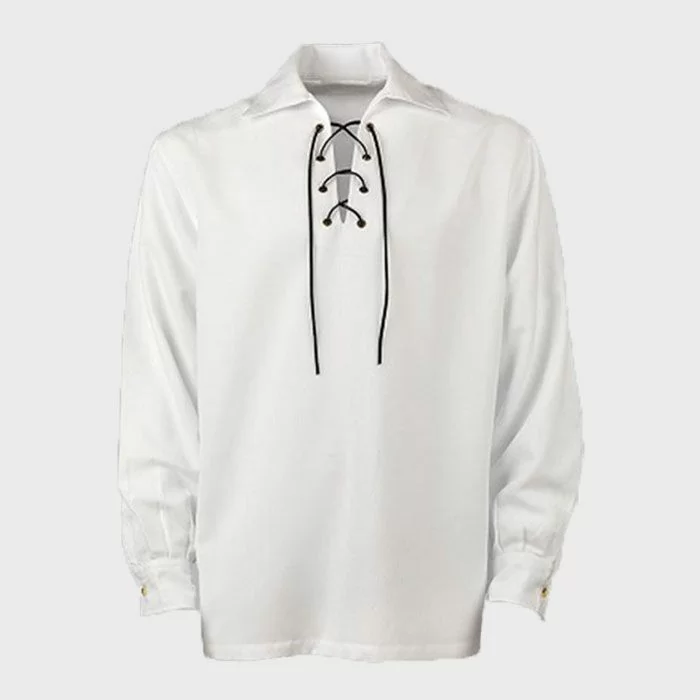 White Jacobite Ghillie Kilt Shirt