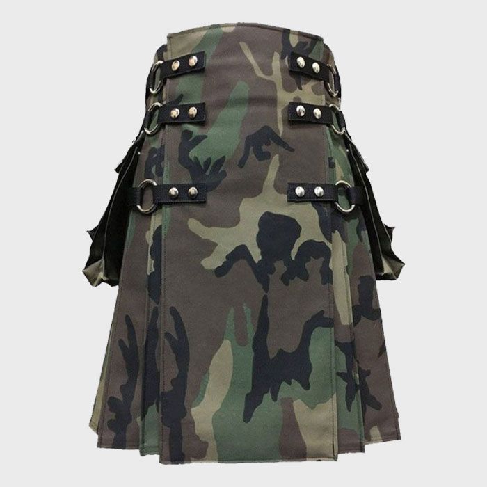 Woodland Camouflage Gothic Utility Kilt For Men