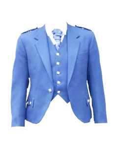 Blue Wool Tweed Argyle Kilt Jacket And Vest